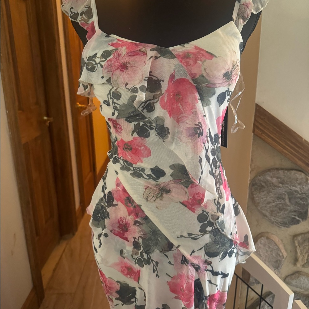 Fashion Nova Cream Floral Maxi Dress